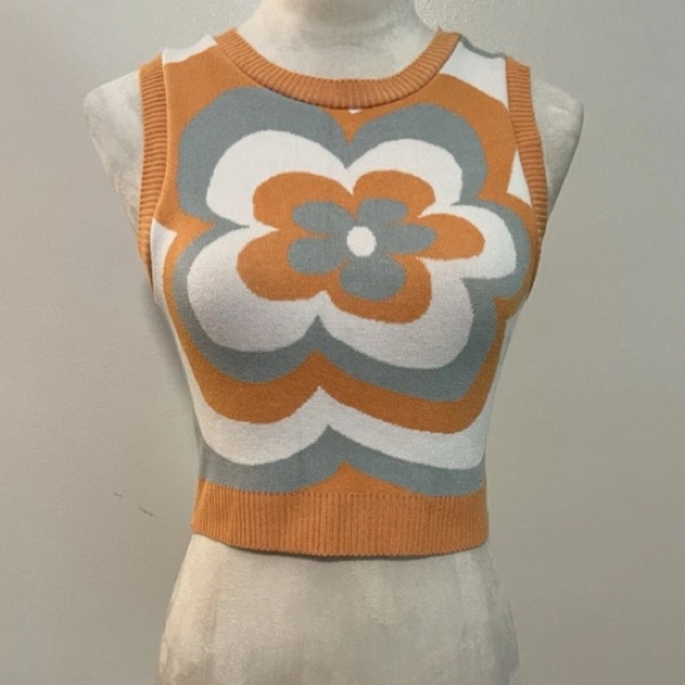 🦋🌺☮️Orange Floral Knit top ☮️🌺🦋